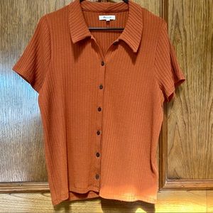 Madewell XL Ribbed Polo Button-Front Tee New without tags